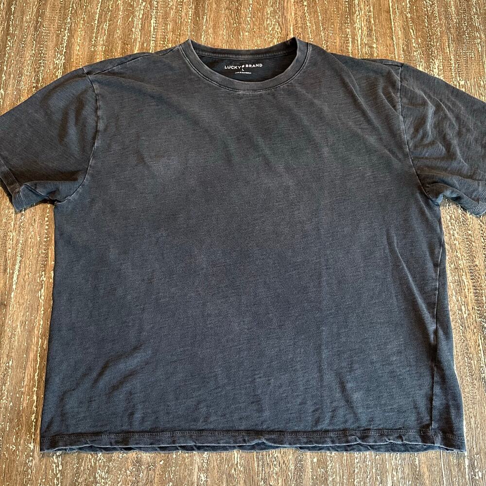 Lucky Brand Boxy Fit Distressed T-Shirt Tee Vintage Black Men’s Size L